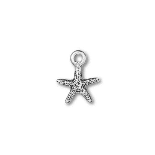TierraCast Tiny Sea Star Charm / pewter with antique silver finish  / 94-2551-12