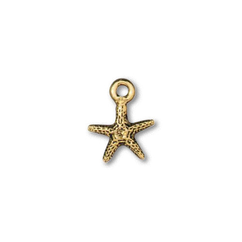 TierraCast Tiny Sea Star Charm / pewter with antique gold finish  / 94-2551-26