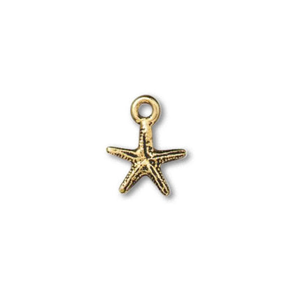 TierraCast Tiny Sea Star Charm / pewter with antique gold finish  / 94-2551-26