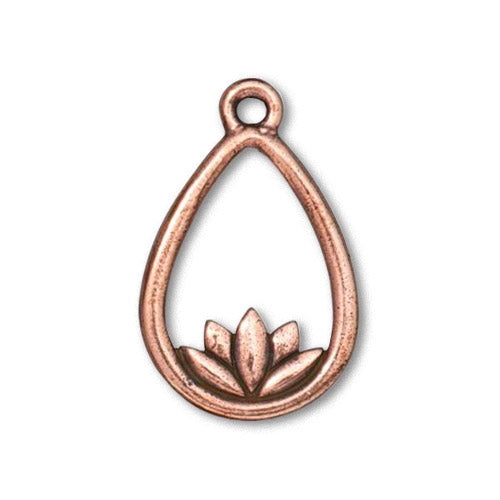 TierraCast Lotus Teardrop Charm / pewter with antique copper finish / 94-2566-18