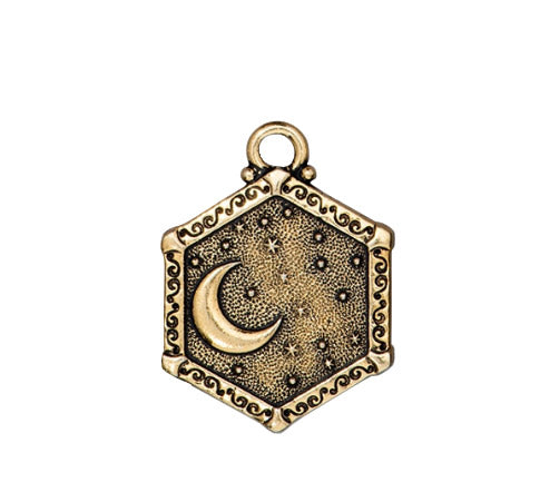 TierraCast Sun & Moon Pendant / pewter with a antique gold finish / 94-2574-26