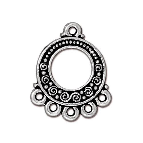TierraCast Spiral and Beads 5 to 1 Link / pewter with antique silver finish  / 94-3077-12