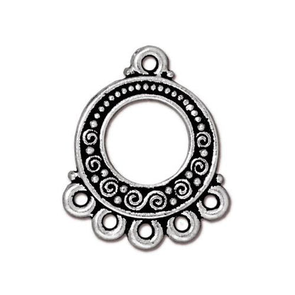 TierraCast Spiral and Beads 5 to 1 Link / 6 Pack / pewter with antique silver finish