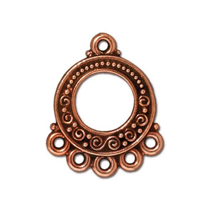 TierraCast Spiral and Beads 5 to 1 Link / 10 Pack / pewter with antique copper finish