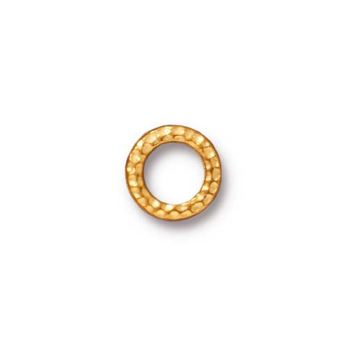 TierraCast 9mm Hammertone Ring Link / pewter with a bright gold finish  / 94-3085-25