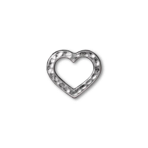 TierraCast Hammertone Heart Ring / plated pewter with a bright rhodium finish / 94-3096-61