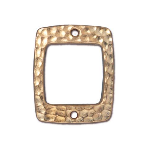 TierraCast Hammertone Drilled Rectangle Link / pewter with a bright gold finish / 94-3102-25