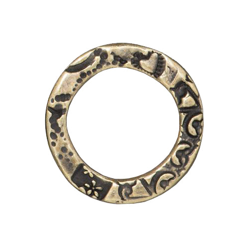 TierraCast 21mm Flora Ring Link / pewter with a brass oxide finish / 94-3200-27