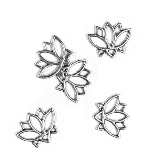 TierraCast Open Lotus Link / 5 Pack / pewter with antique silver finish