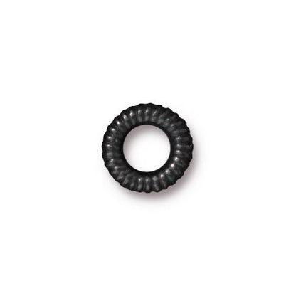 TierraCast 10mm Coiled Ring Bead / 10 Pack / pewter with a black finish