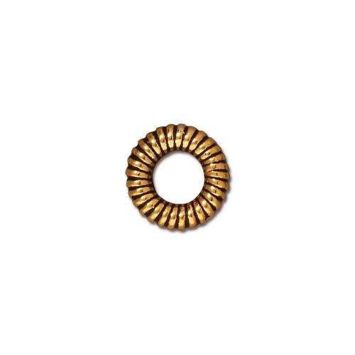 TierraCast 10mm Coiled Ring Bead / pewter with antique gold finish / 94-5592-26