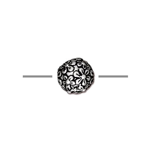 TierraCast 8mm Floral Round Bead / pewter with antique silver finish / 94-5601-12
