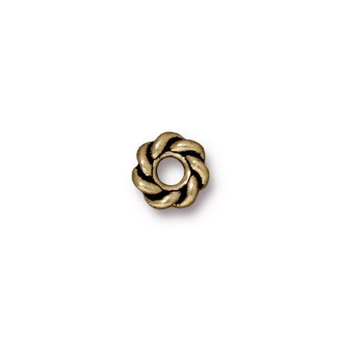 TierraCast 8mm Twisted Large Hole Bead / pewter with a brass oxide finish / 94-5707-27