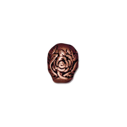 TierraCast Rose Skull Large Hole Bead / pewter with antique copper finish / 94-5715-18