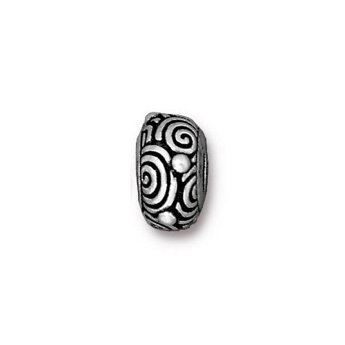 TierraCast Spiral Euro Bead /  pewter with antique silver finish / large hole bead / 94-5757-12
