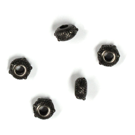 TierraCast Spiral Euro Bead / 5 Pack / pewter with black finish