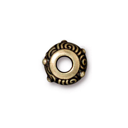TierraCast Spiral Euro Bead /  pewter with brass oxide finish / large hole bead / 94-5757-27