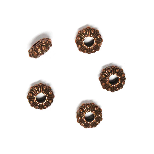 TierraCast Casbah Euro Bead / 5 Pack / pewter with antique copper finish / large hole bead