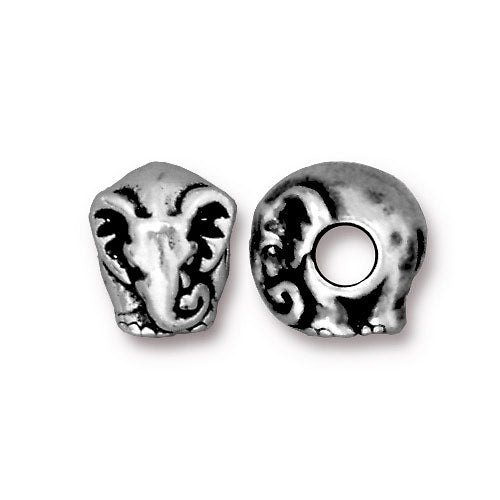 TierraCast Elephant Euro Bead / pewter with antique silver finish / large hole bead / 94-5763-12