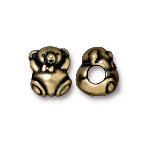 TierraCast Bear Euro Bead / pewter with brass oxide finish / large hole bead / 94-5765-27