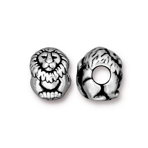 TierraCast Lion Euro Bead / pewter with antique silver finish / large hole bead / 94-5766-12