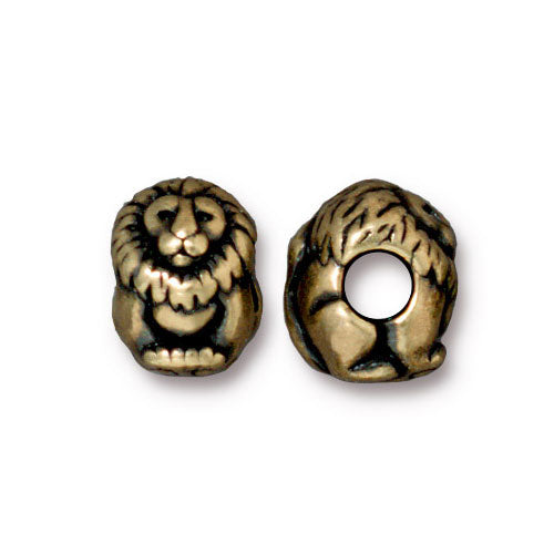 TierraCast Lion Euro Bead / pewter with a brass oxide finish / large hole bead / 94-5766-27
