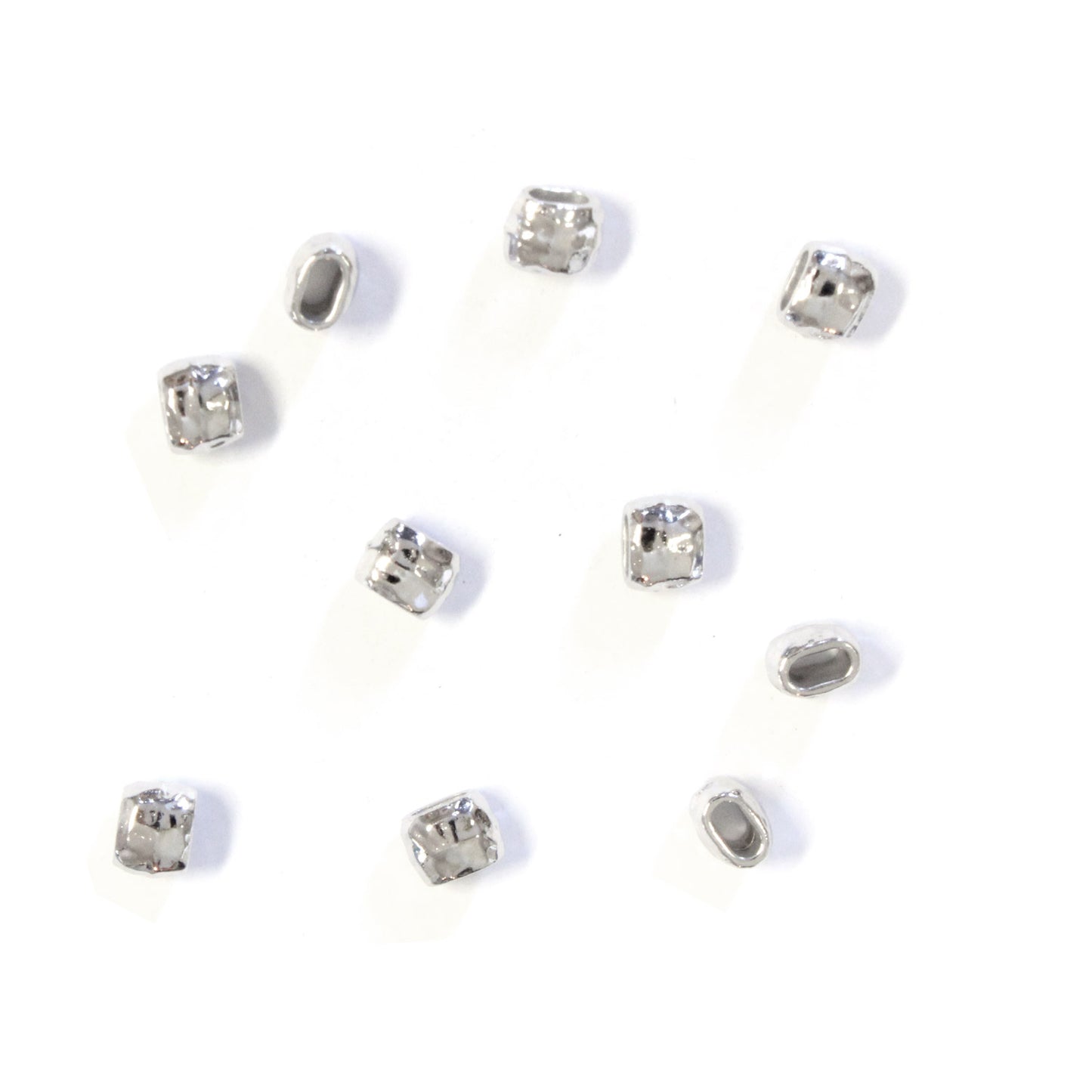 TierraCast 4x2mm Distressed Barrel Bead / pewter with a bright rhodium finish / 94-5791-61