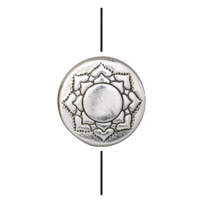 TierraCast 14mm Lotus Puffed Bead / 10 Pack / pewter with antique silver finish