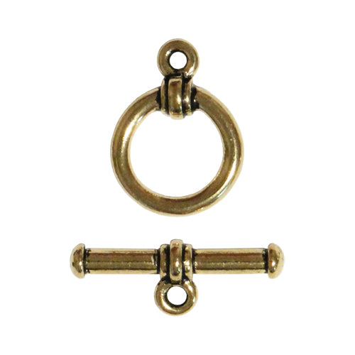 TierraCast Bar & Ring Toggle Clasp / pewter with an antique gold finish / 94-6016-26