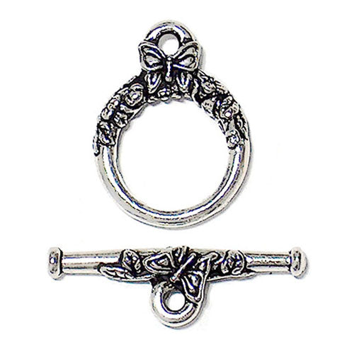 TierraCast Butterfly Toggle Clasp / pewter with antique silver finish / 94-6097-12