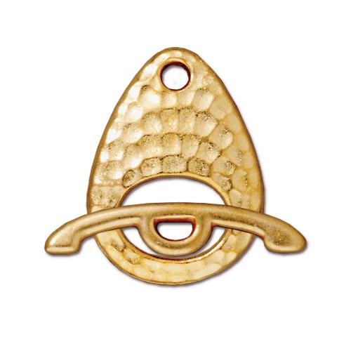 TierraCast Hammertone Ellipse Toggle Clasp / pewter with a bright gold finish / 94-6115-25