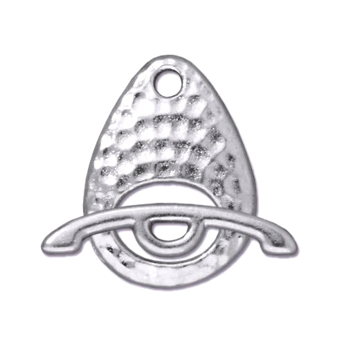TierraCast Hammertone Ellipse Toggle Clasp / pewter with a bright rhodium finish / 94-6115-61