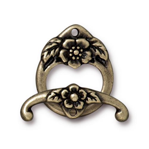 TierraCast Floral Toggle Clasp / pewter with a brass oxide finish / 94-6196-27