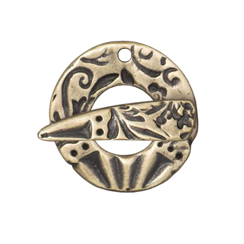 TierraCast Flora Toggle Clasp / pewter with a brass oxide finish / 94-6223-27