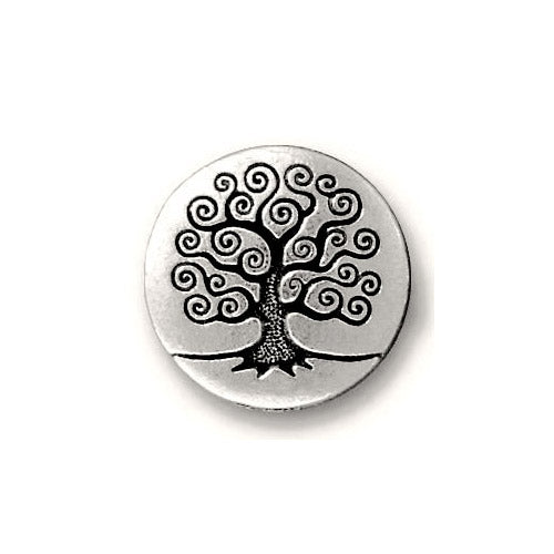 TierraCast Tree of Life Button / pewter with antique silver finish  / 94-6562-12