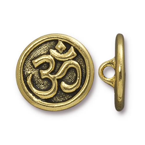 TierraCast Om Button / pewter with antique gold finish  / 94-6568-26