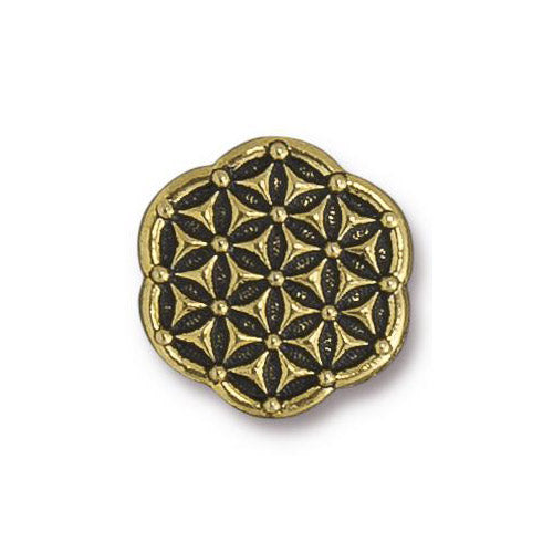 TierraCast Flower of Life Button / pewter with antique gold finish  / 94-6570-26