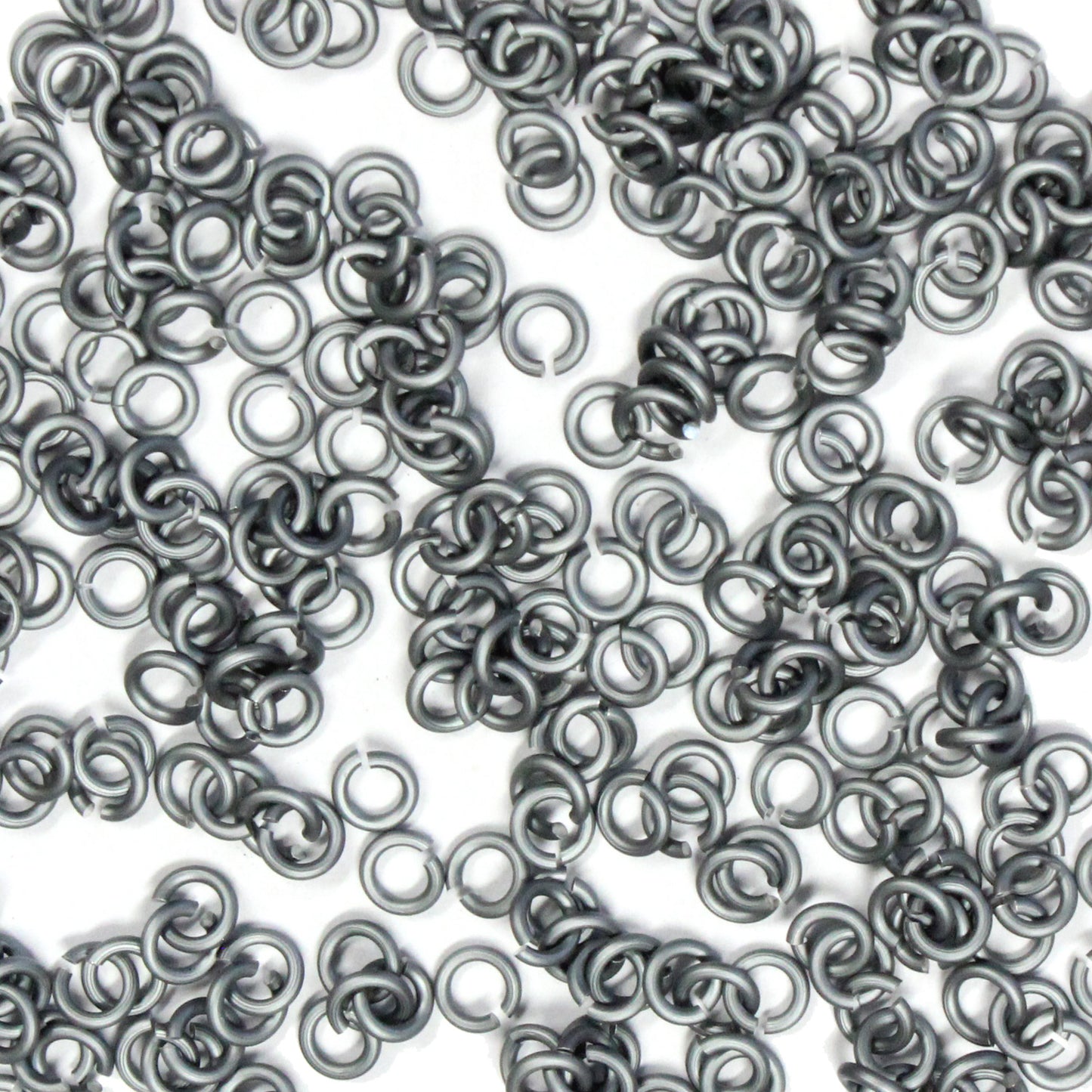 MATTE BLACK ICE / 2.4mm 20 GA Jump Rings / 5 Gram Pack (approx 350) / sawcut round open anodized aluminum