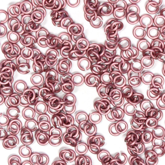 MATTE PINK / 2.4mm 20 GA Jump Rings / 5 Gram Pack (approx 350) / sawcut round open anodized aluminum