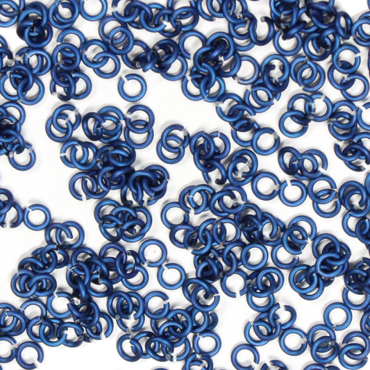 MATTE ROYAL BLUE / 2.4mm 20 GA Jump Rings / 5 Gram Pack (approx 350) / sawcut round open anodized aluminum