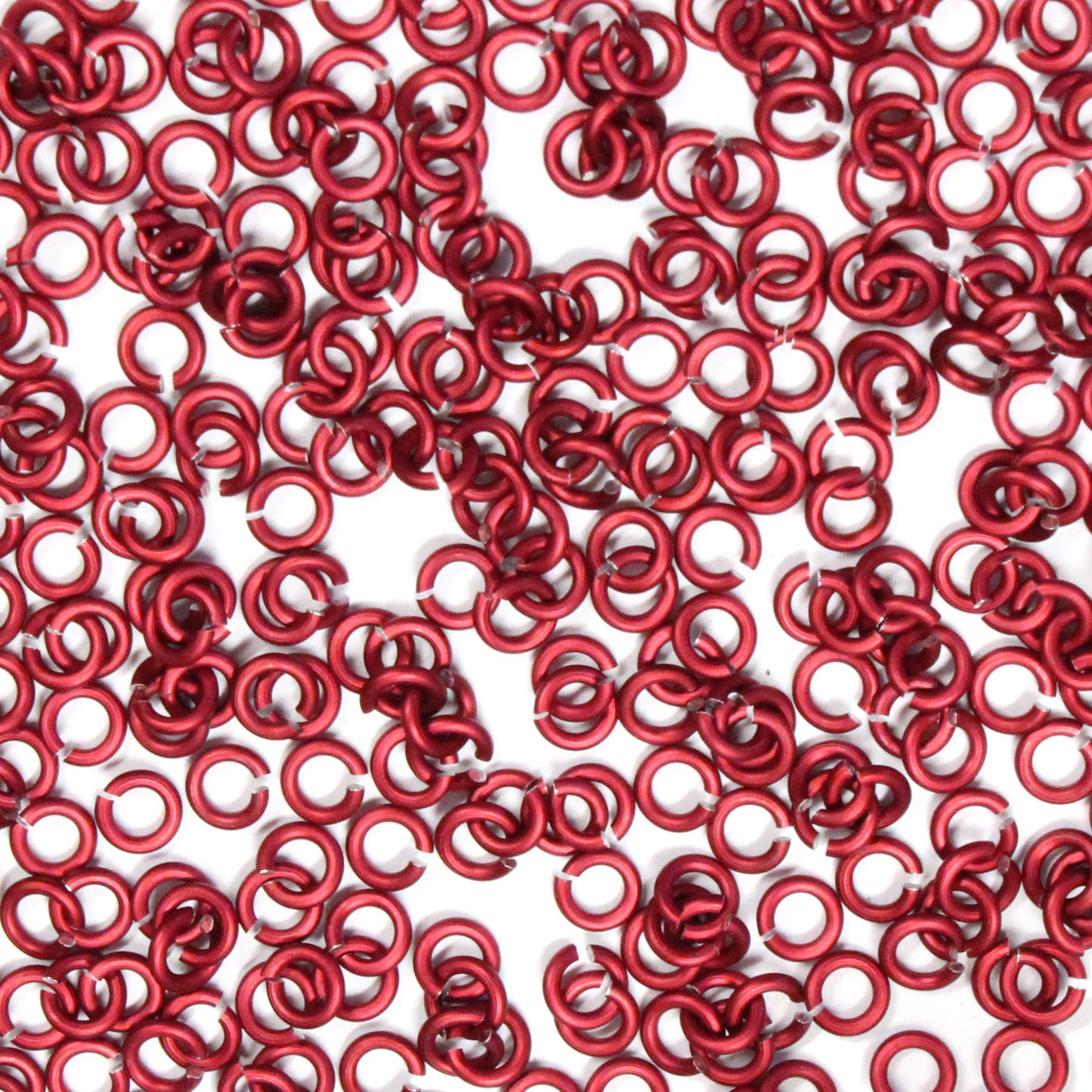 MATTE RED / 2.4mm 20 GA Jump Rings / 5 Gram Pack (approx 350) / sawcut round open anodized aluminum