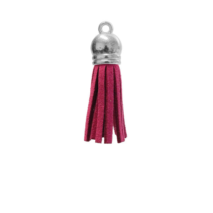 FUCHSIA 40mm Faux Suede Tassel with silver acrylic cap and eyelet