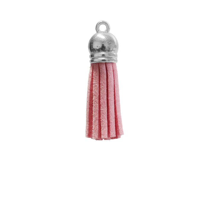 PINK 40mm Faux Suede Tassel with silver acrylic cap and eyelet