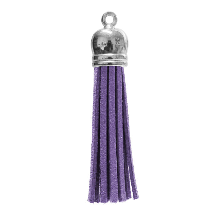 PURPLE 60mm Faux Suede Tassel with silver acrylic cap and eyelet