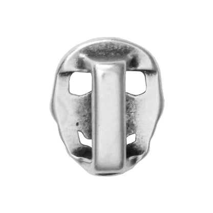 Antique Silver 10mm Flat Skull Slider / ID 10 x 2mm / slider for 10mm flat leather cord
