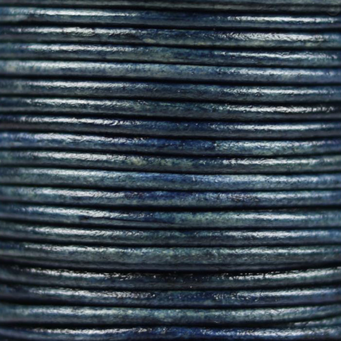 NATURAL DENIM 2mm Round Leather Cord / sold by the meter