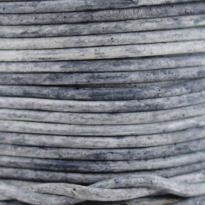 WEATHERED GREY 2mm Round Leather Cord / sold by the meter