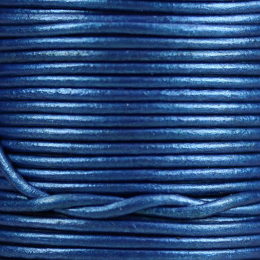 METALLIC SAPPHIRE 2mm Round Leather Cord / sold by the meter