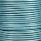 METALLIC DEEP AQUA 2mm Round Leather Cord / sold by the meter