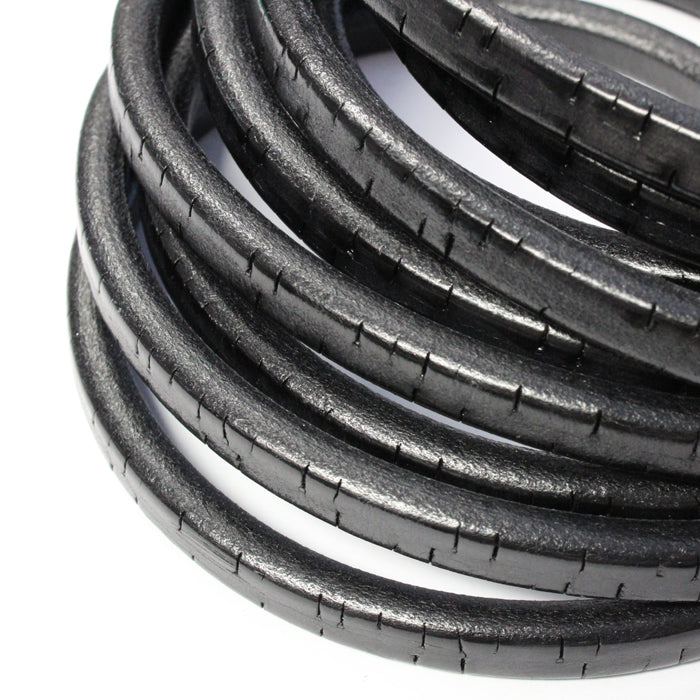 BLACK BARK Regaliz 10 x 6mm Leather Cord / sold by the foot / jewelry leather for bracelets